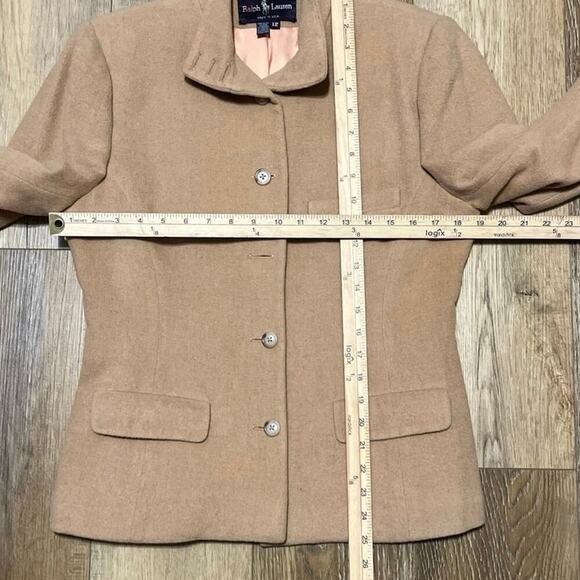 VTG Ralph Lauren Purple Label Blazer Jacket Womens 12 Camel Hair Tan USA Luxury - Picture 12 of 13